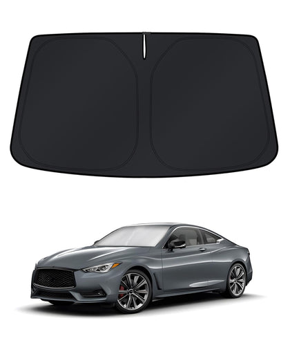 KUST sun shade installed in Infiniti Q60 Coupe, reduces cabin heat