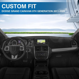 KUST installed dash cover in Grand Caravan interior reducing glare and protecting dash