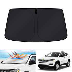KUST front view of sun shade perfectly fit on Jeep Compass windshield, protects interior