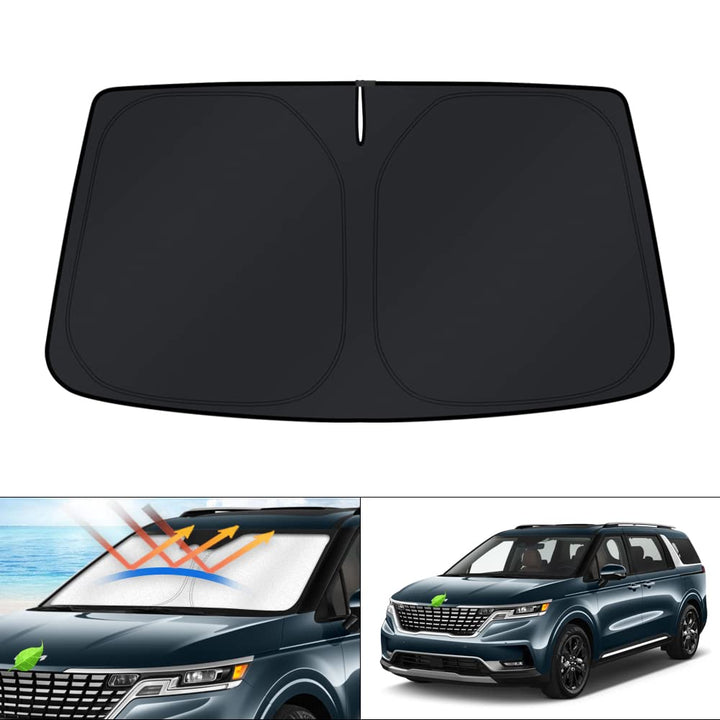 KUST front view on Kia Carnival showing full windshield protection and cooler cabin