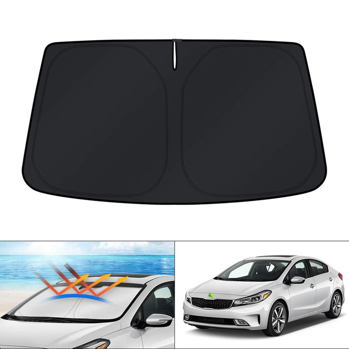 KUST front packaging showing custom-fit shade keeping Kia Forte cooler