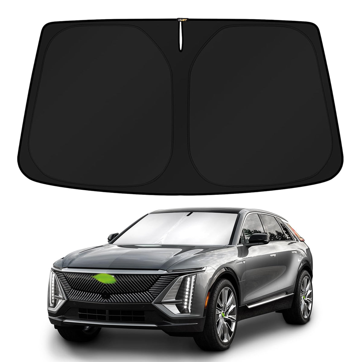 KUST front view showing shade fitted to Lyriq windshield, keeps cabin cooler