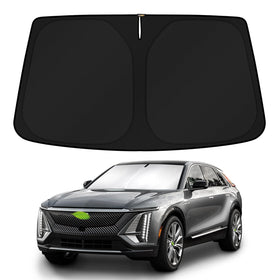 KUST front view showing shade fitted to Lyriq windshield, keeps cabin cooler