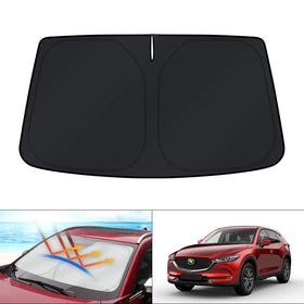 KUST sun shade front packaging showing Mazda CX-5 fit benefits