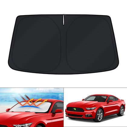 KUST front view of sun shade on windshield protecting interior