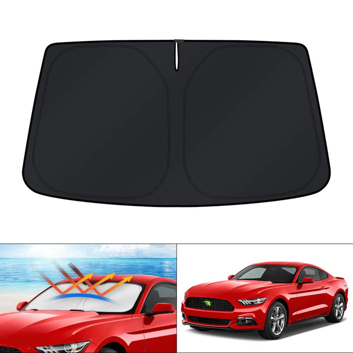 KUST front view of sun shade on windshield protecting interior