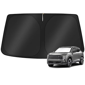 KUST sun shade front view fitted to Nissan Kicks windshield showing full coverage and neat fit