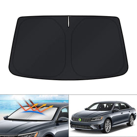 KUST front view of sunshade installed showing full windshield coverage and protection
