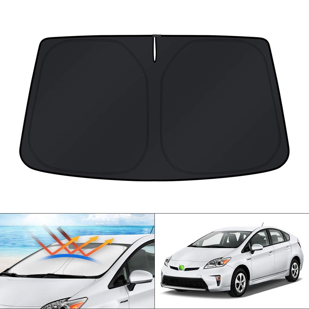 KUST front view of shade folded in car shows full coverage benefit