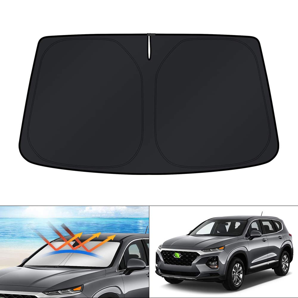 KUST front view of sun shade showing full windshield coverage and protection