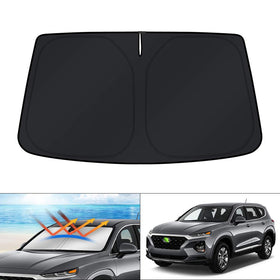 KUST front view of sun shade showing full windshield coverage and protection