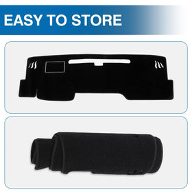 KUST hand beside mat to show scale and tailored dashboard coverage