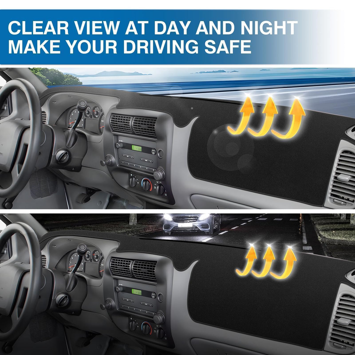 KUST cover beside steering wheel showing scale and fit assurance