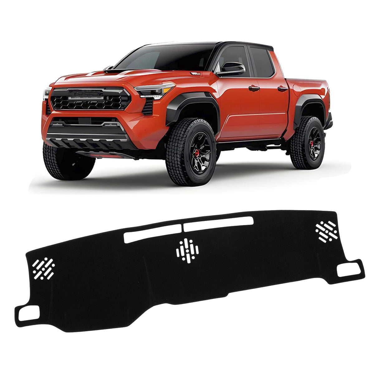 KUST front view dashboard cover installed in Tacoma shows clean fit and protection