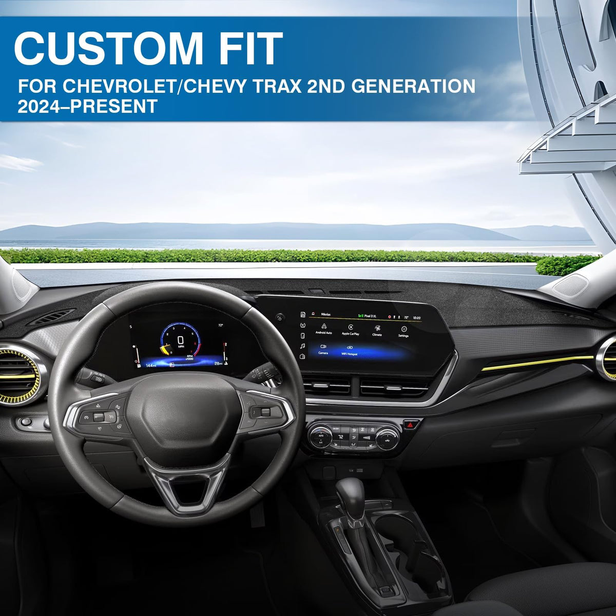 KUST dash cover installed in Trax showing reduced glare benefit