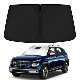 KUST front view of sun shade showing full windshield fit and protection