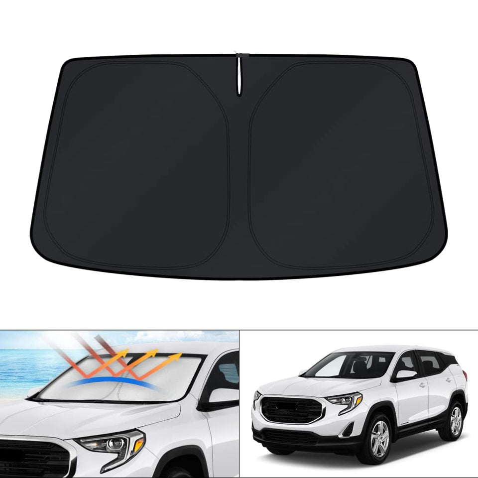KUST front view fitted on GMC Terrain windshield showing full coverage and heat reduction