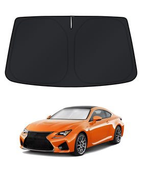KUST front view showing custom fit on Lexus RC Coupe windshield protecting interior