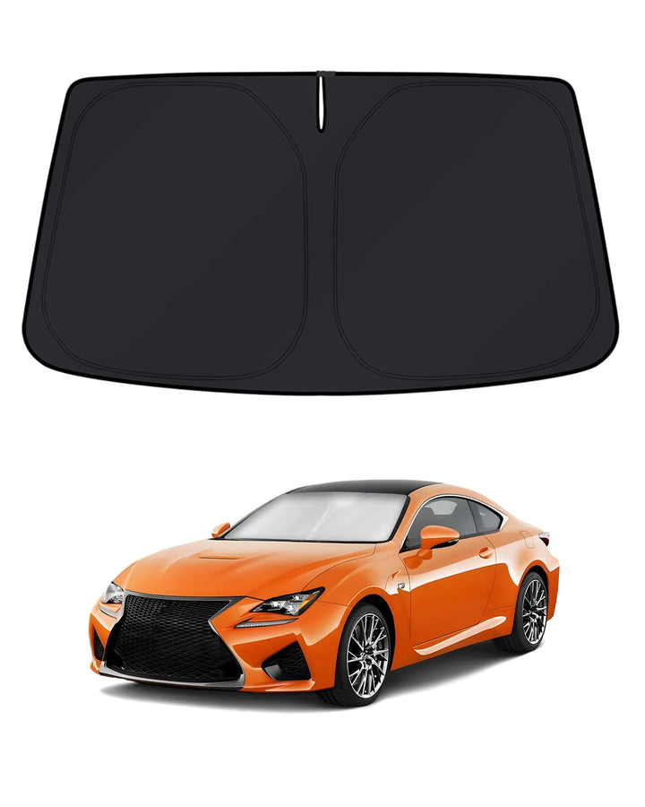 KUST front view showing custom fit on Lexus RC Coupe windshield protecting interior