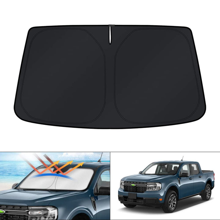KUST front view sun shade covering Ford Maverick windshield for full protection