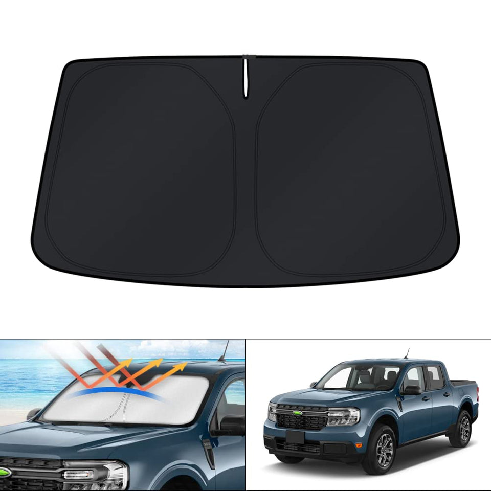 KUST front view sun shade covering Ford Maverick windshield for full protection