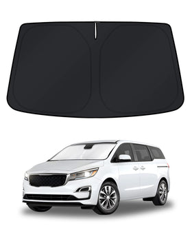 KUST front view sun shade showing full windshield coverage and cooling benefit