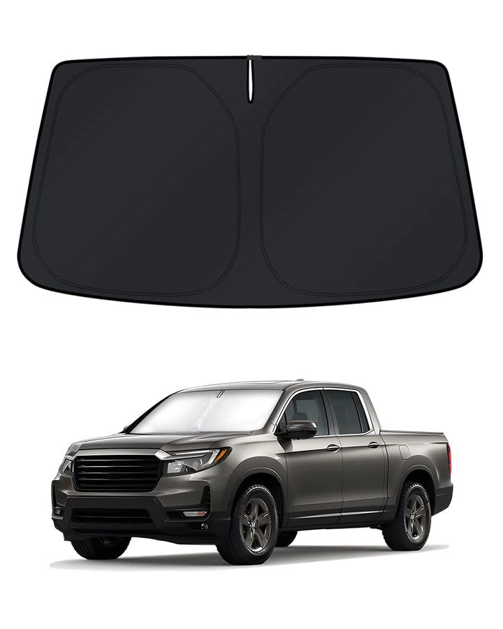 KUST front view of fit on Ridgeline windshield showing full coverage benefit