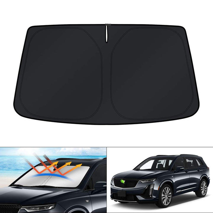 KUST front view of shade on XT6 windshield showing full coverage and protection