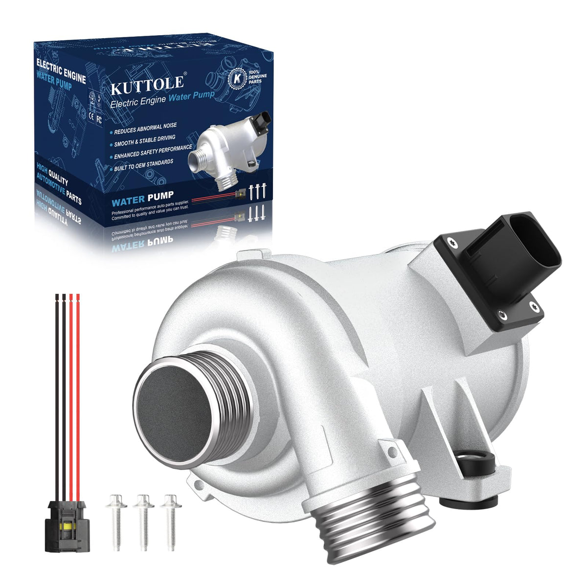 KUTTOLE front view of electric water pump showing full assembly and reliable fit