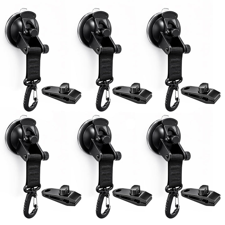 KVNTOOLS front packaging showing six suction hooks and clips for quick setup