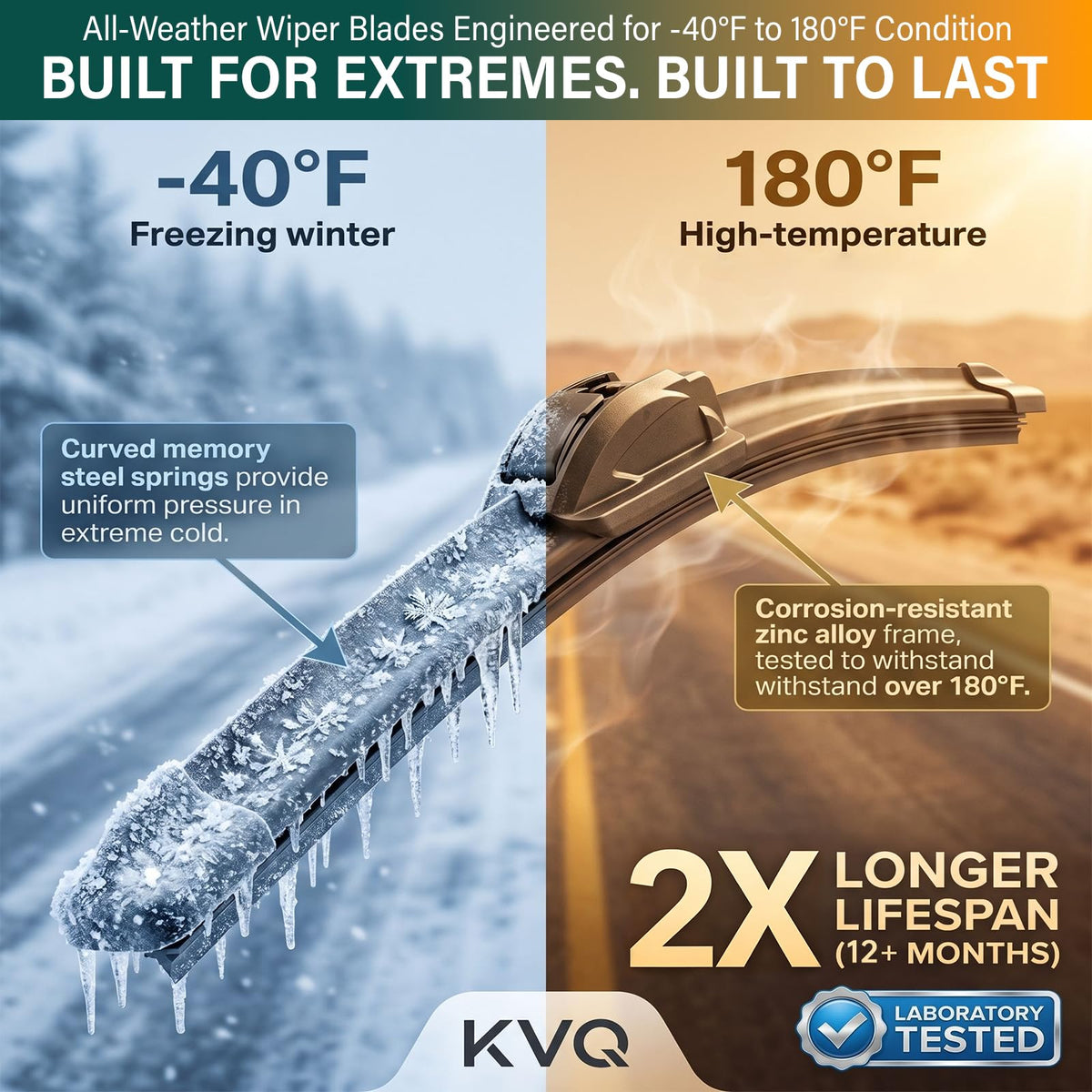 KVQ blades installed on Toyota Tacoma delivering clear windshield visibility