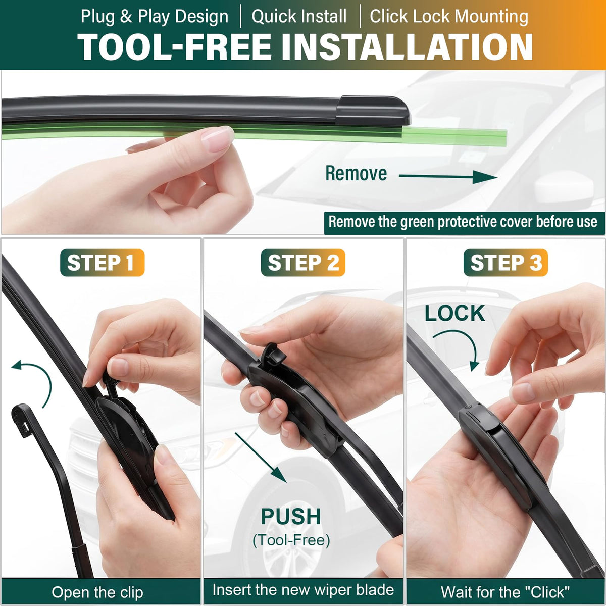 KVQ wiper blades next to measuring tape showing correct 26/18/12 lengths