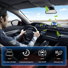 Kwak's diffuser in a car interior lifestyle shot illustrating improved cabin ambience during commute