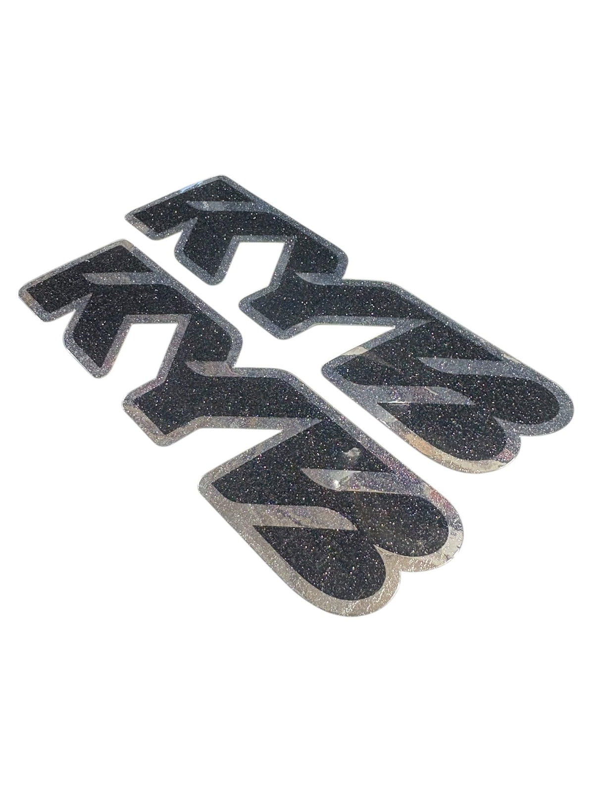 Generic KYB chrome stickers fitted on full-size MX fork for compatibility proof