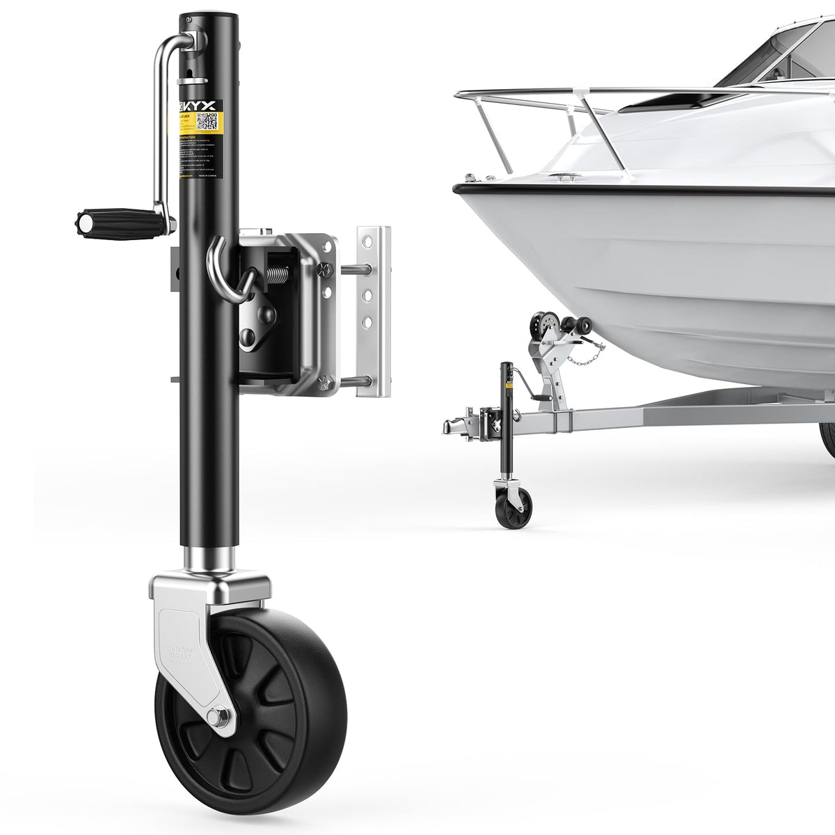 KYX front view mounted on trailer showing stable support and clean finish