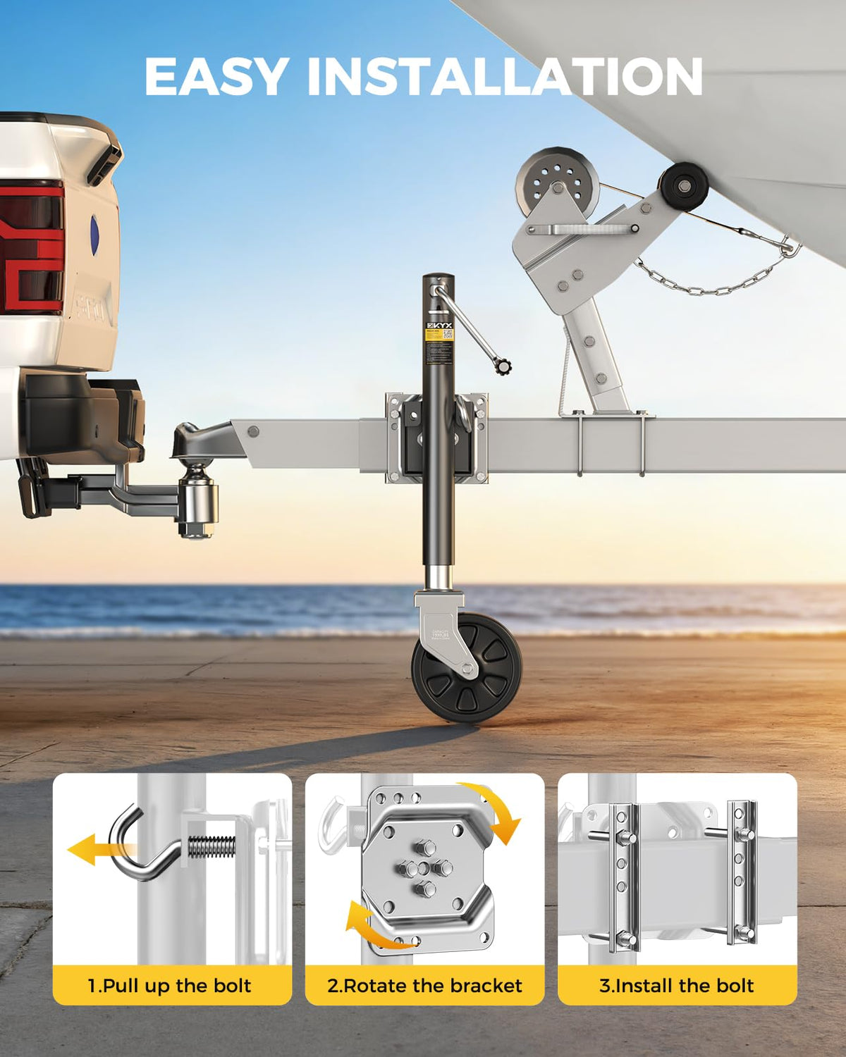 KYX on a boat trailer at a wet ramp demonstrating corrosion resistance