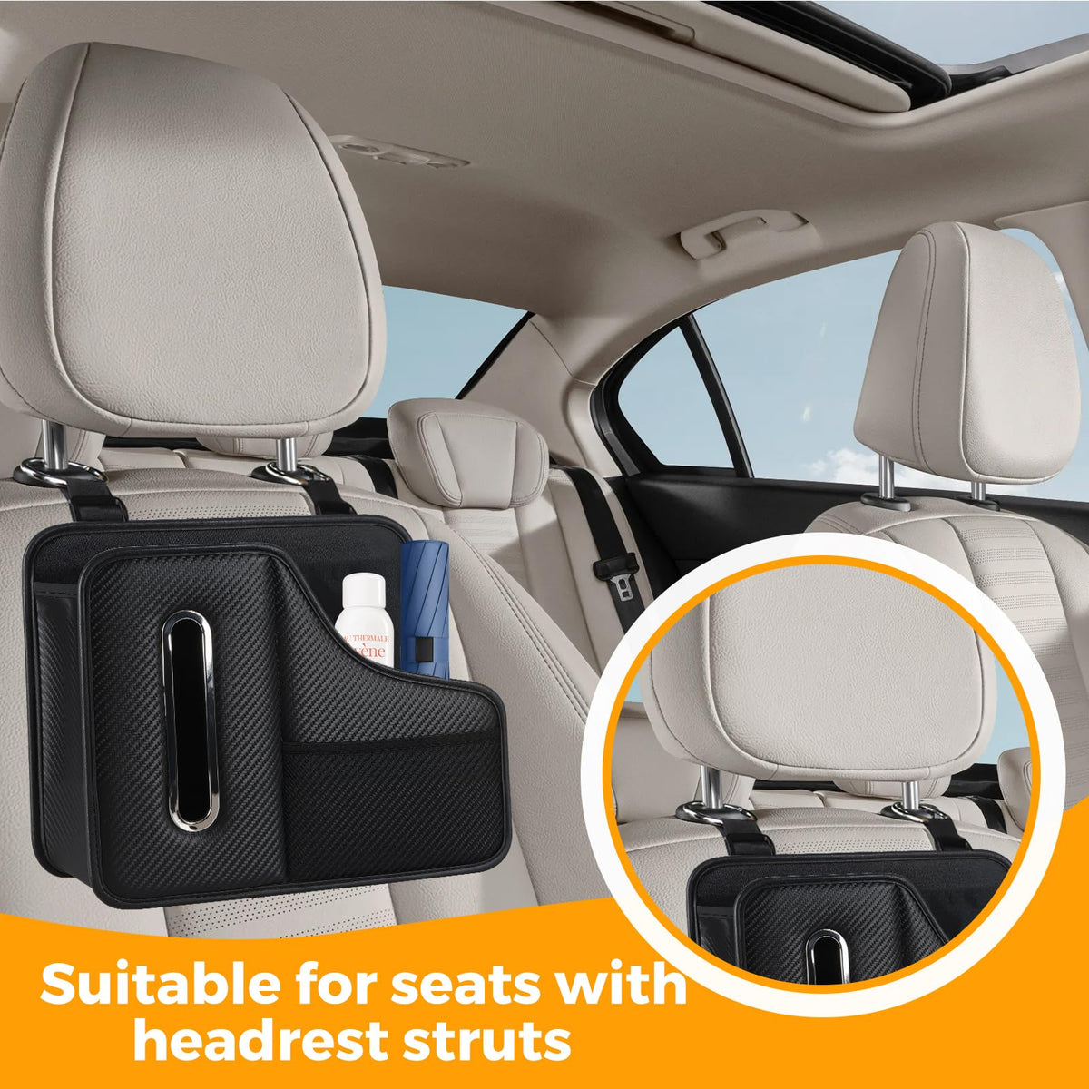 KZBHHP cup holder and mesh pocket holding bottle securely to prevent spills