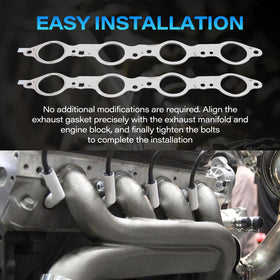 KZDAZ gasket fitted to exhaust header demonstrating proper alignment and leak prevention