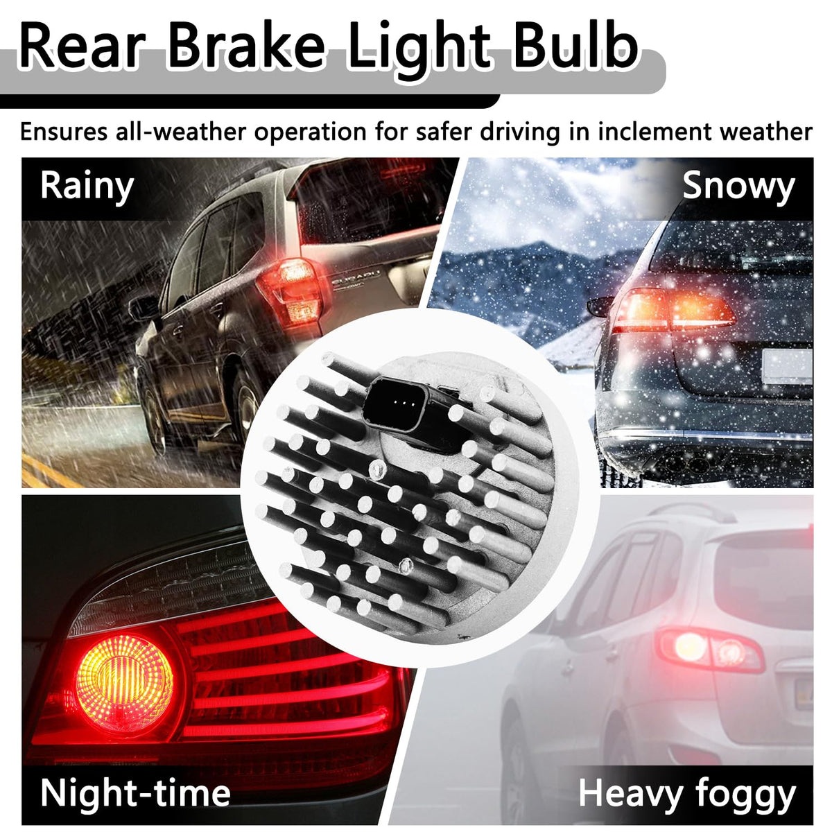 KZDAZ bulb powering rear lights in night drive scene for safer signaling