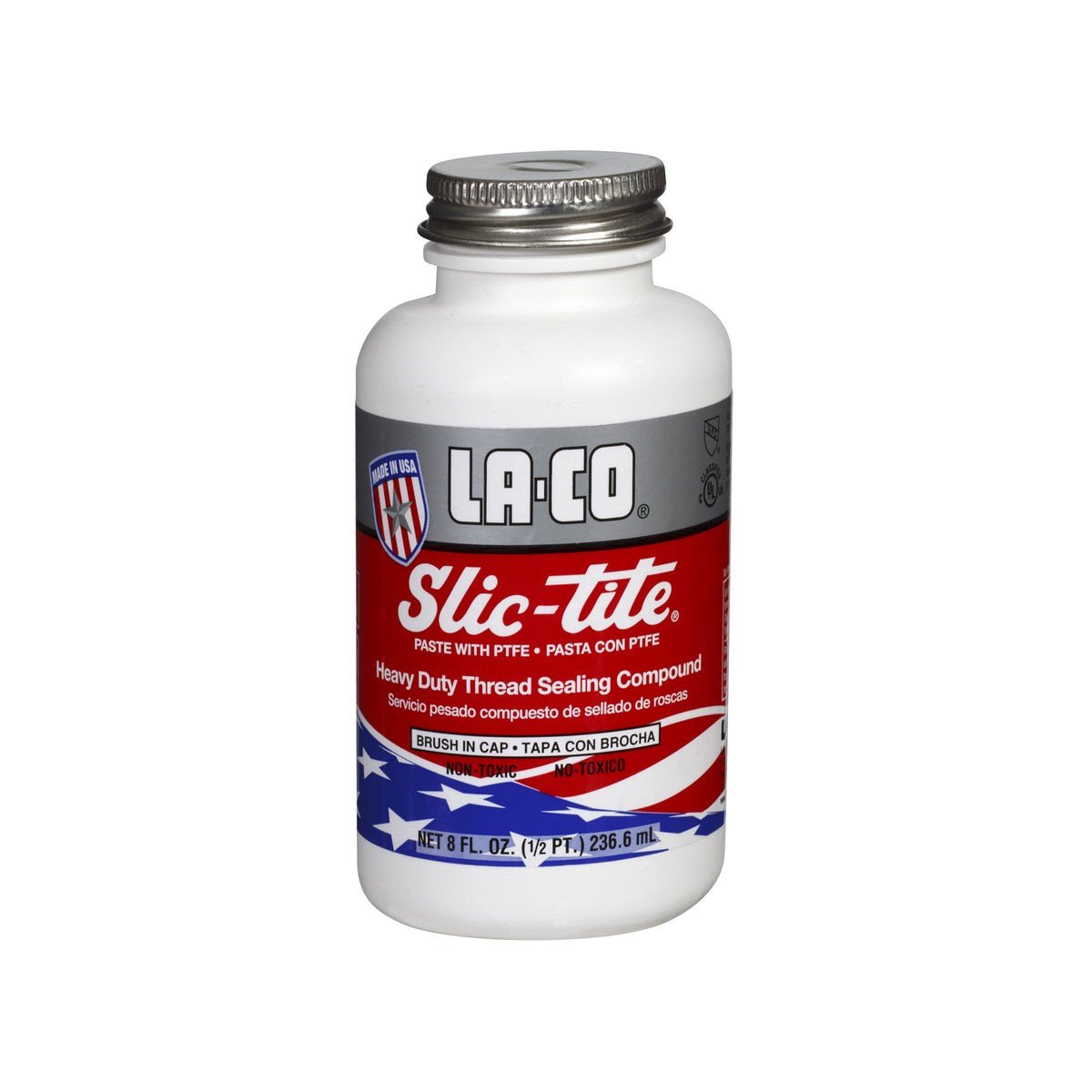 La-Co jar with brush cap showing product label and easy application benefit