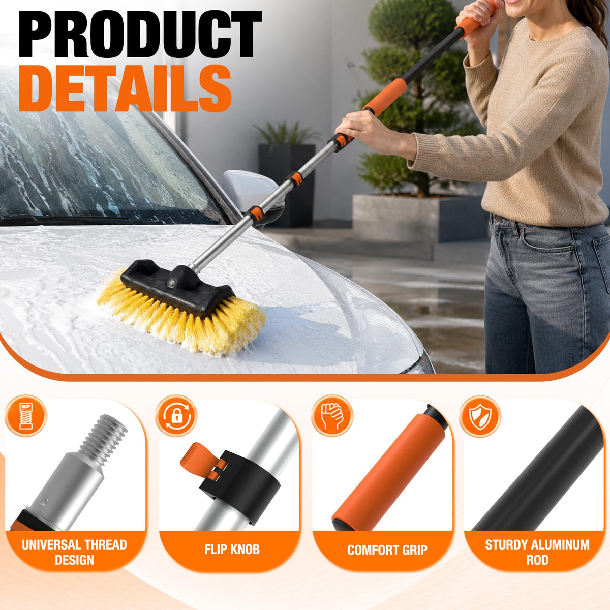 LAANPOLE close-up of 12-inch soft PVC bristles protecting paint