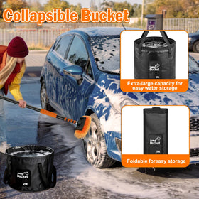 LAANPOLE collapsible bucket folded for compact storage and easy transport