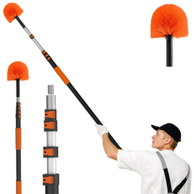 LAANPOLE front view of assembled cobweb duster showing compact design and benefits