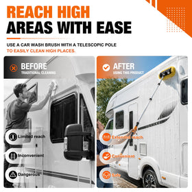 LAANPOLE cleaning an RV roof safely from ground level without ladder