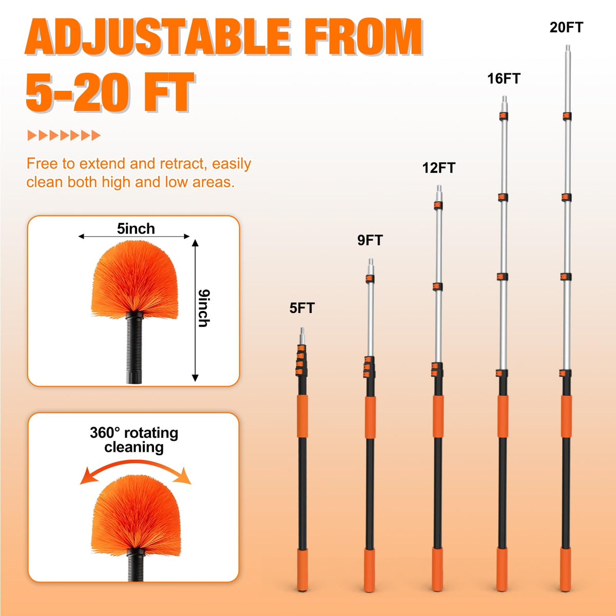 LAANPOLE brushing outdoor eaves and fence preventing buildup