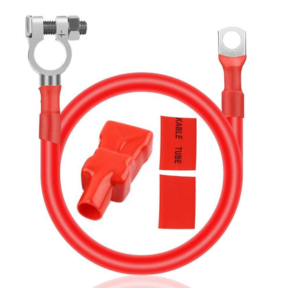 LABARAIN front view of 2 AWG positive cable showing terminals and length, durable connection benefit