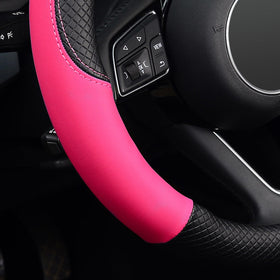 LABBYWAY steering wheel cover beside ruler showing fit for 14.5 to 15 inch wheels