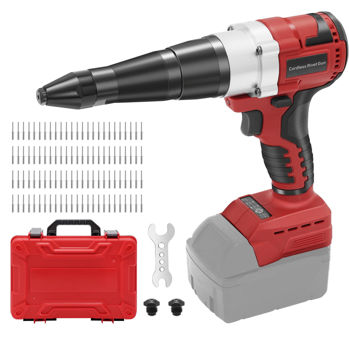 Labfintom front view showing compact rivet gun and durable housing benefit: portability