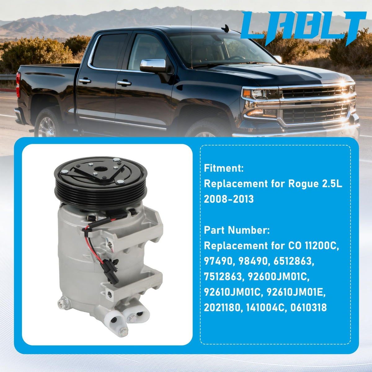 LABLT compressor oil fill plug precharged for simple initial installation