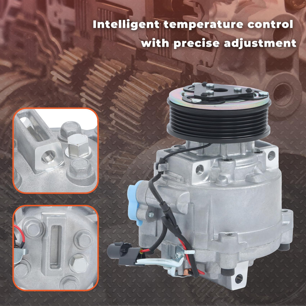 labwork compressor mounted in engine bay demonstrating direct-fit installation benefit
